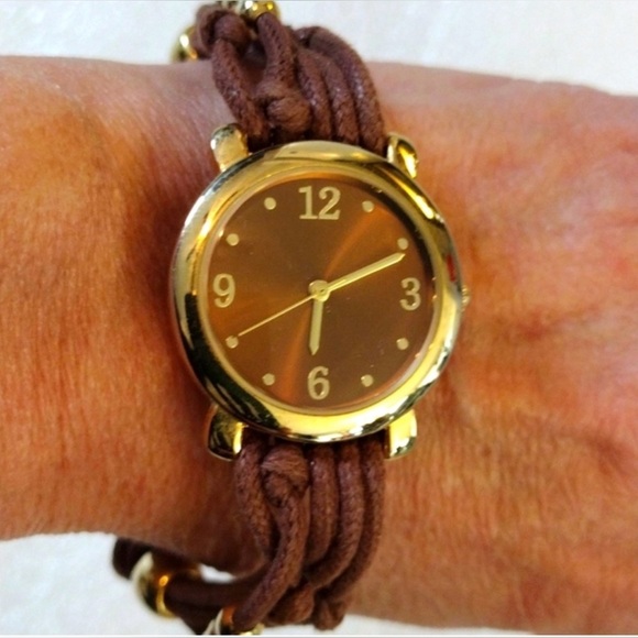 DIAMOND QUARTZ  Black and Brown Bracelet Watch. main image 12